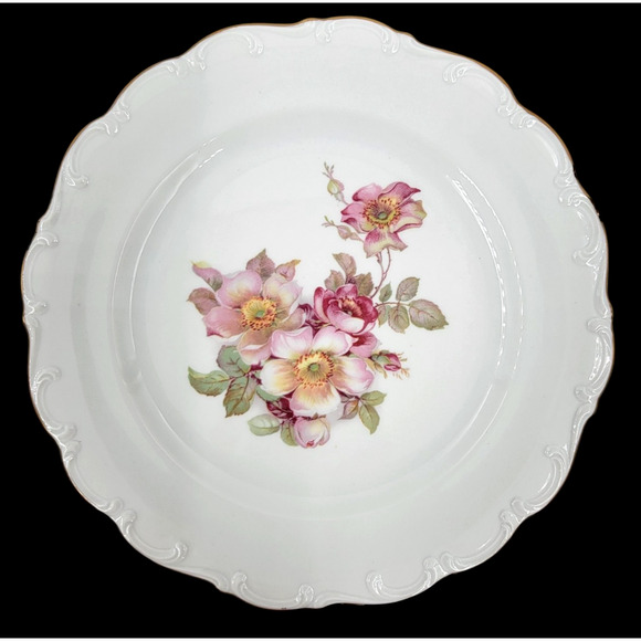 Schumann Arzberg Briar Rose Dinner Plate Gold Trim Bavaria Germany 1950s - Picture 4 of 6